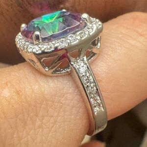 Rare solid sterling mystic topaz/white topaz ring&599kay jewelers